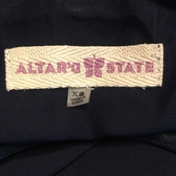 Altar'd State Shift Dress XS Sleeveless Scoop Laser Cutout Neck Blue Left Zip - Picture 5 of 7